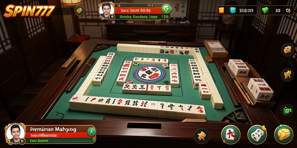 Tampilan menarik gameplay SPIN777 yang menampilkan elemen Mahjong.